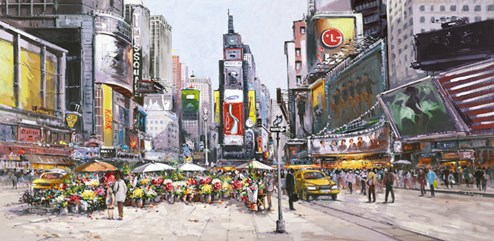 Times Square in Bloom by Henderson Cisz - Hand Finished Limited Edition on Canvas